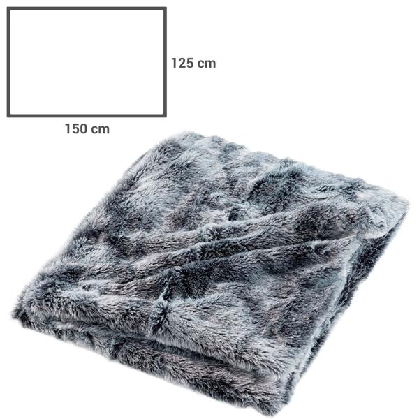 4er-Set Superweiche Kuscheldecken 180 x 220 cm & 125 x 150 cm und 2 Flauschige Dekokissen 45 x 45 cm in Felloptik, Grau - Für Wohlfühl-Momente