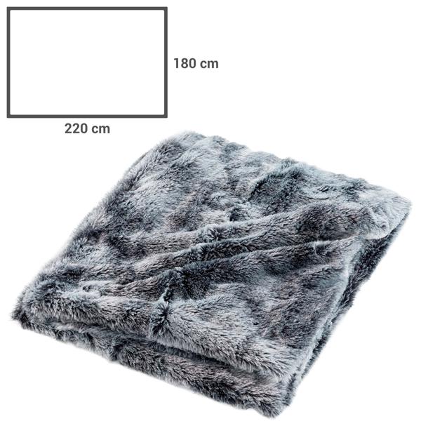 4er-Set Superweiche Kuscheldecken 180 x 220 cm & 125 x 150 cm und 2 Flauschige Dekokissen 45 x 45 cm in Felloptik, Grau - Für Wohlfühl-Momente