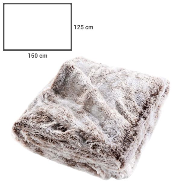 2er-Set Superweiche Kuscheldecke 125 x 150 cm & Flauschiges Dekokissen 45 x 45 cm in Felloptik, Schokobraun - Für gemütliche Stunden auf dem Sofa