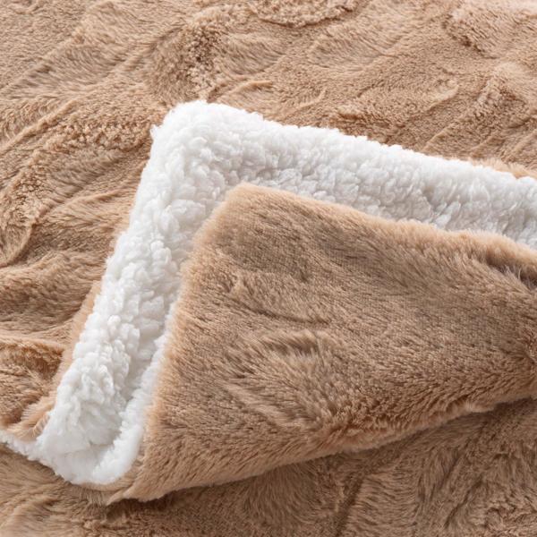 4er-Set Kuschelige Sofadecken 180 x 220 cm & 125 x 150 cm und 2 Flauschige Kuschelkissen 45 x 45 cm in Felloptik, Sandfarbe - Für Wohlfühl-Momente