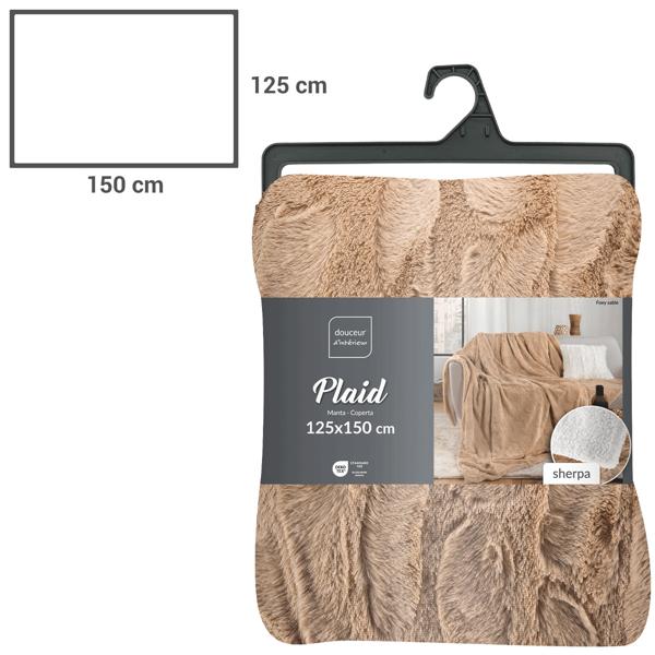 4er-Set Kuschelige Sofadecken 180 x 220 cm & 125 x 150 cm und 2 Flauschige Kuschelkissen 45 x 45 cm in Felloptik, Sandfarbe - Für Wohlfühl-Momente