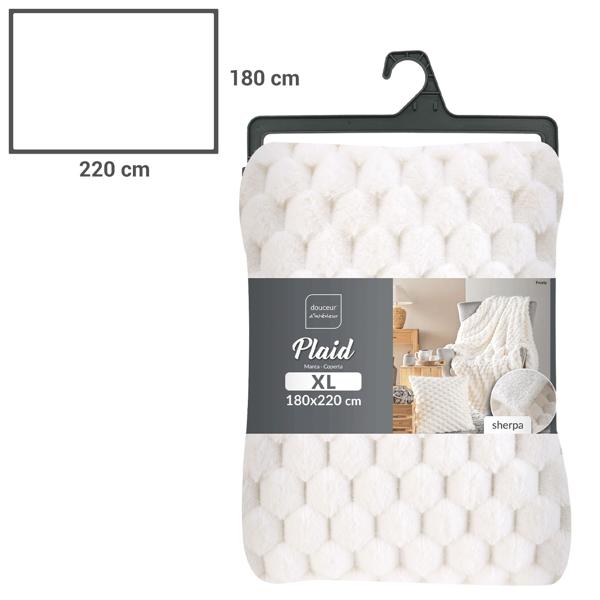 4er-Set Kuschelige Sofadecken 180 x 220 cm & 125 x 150 cm und 2 Luxuriöse Sofakissen 45 x 45 cm in Weiss - Für Wohlfühl-Momente