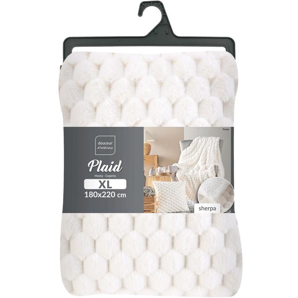 4er-Set Kuschelige Sofadecken 180 x 220 cm & 125 x 150 cm und 2 Luxuriöse Sofakissen 45 x 45 cm in Weiss - Für Wohlfühl-Momente