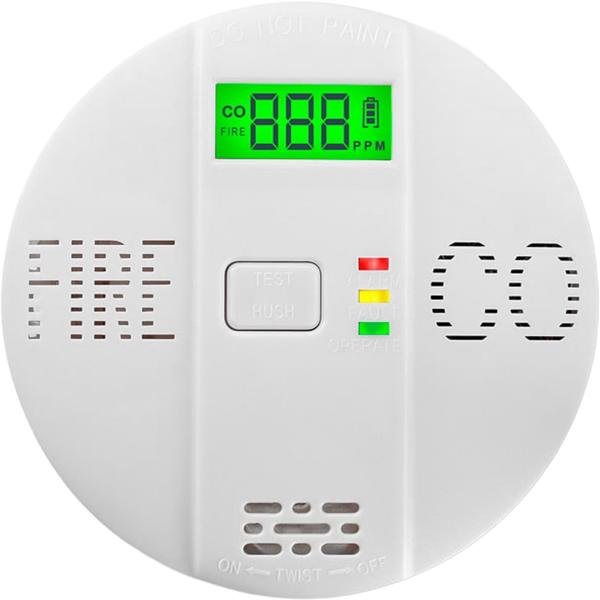 Sicherer CO & Rauchmelder Kombigerät Air-Guard Duo, 85dB. Zuverlässiger Brand- & Kohlenmonoxidalarm mit digitalem LCD, Test- & Stummschaltfunktion