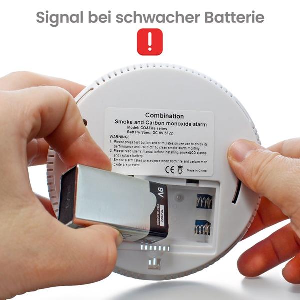 Sicherer CO & Rauchmelder Kombigerät Air-Guard Duo, 85dB. Zuverlässiger Brand- & Kohlenmonoxidalarm mit digitalem LCD, Test- & Stummschaltfunktion