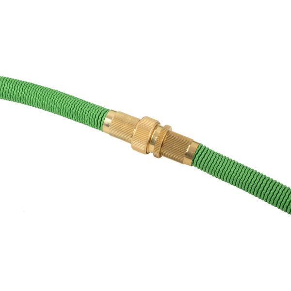 Dehnbarer Gartenschlauch 10 bis 30m mit Alu-Anschlüssen, Flexibler Wasserschlauch UV-beständig, 3-fache Ausdehnung, 3/4 Zoll Gold-Aluminium Gewinde