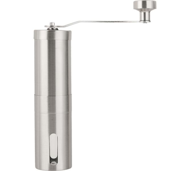 Robusto macinacaffè manuale in acciaio inox con macina in ceramica, regolazione continua del grado di macinatura, manovella rimovibile, macinacaffè manuale per espresso e caffè filtro