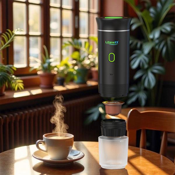 Perfekter, tragbarer Espresso überall: Espresso To Go Akku-Kaffeemaschine für Camping, Reise & Büro – Für Kapsel und Pulver – Luxuriöser Genuss