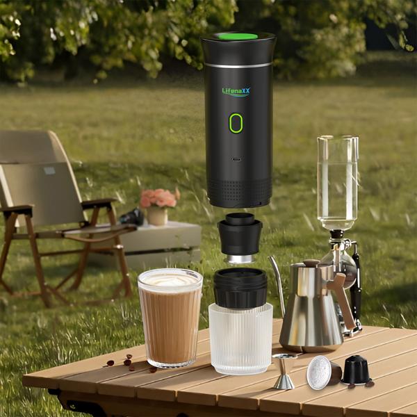 Perfekter, tragbarer Espresso überall: Espresso To Go Akku-Kaffeemaschine für Camping, Reise & Büro – Für Kapsel und Pulver – Luxuriöser Genuss