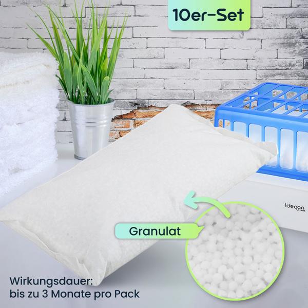 10er-Set Nachfüll-Packs Granulat für Raumentfeuchter CH11119, 12 Kg - Hocheffektiver Feuchtigkeitskiller - Beste Anwendung für trockene Räume!