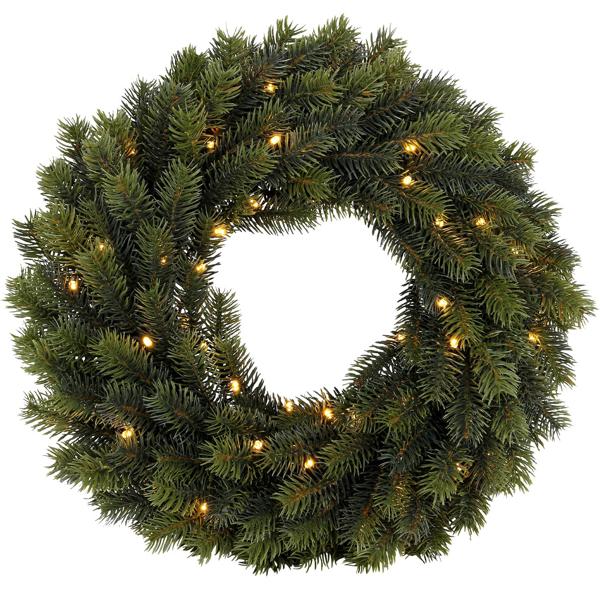 Wunderschöner 40cm LED Tannen-Kranz, Aussenbeleuchtung Schutzart IP44, 49 Lichter, Weihnachts-Deko für Tür & Fenster