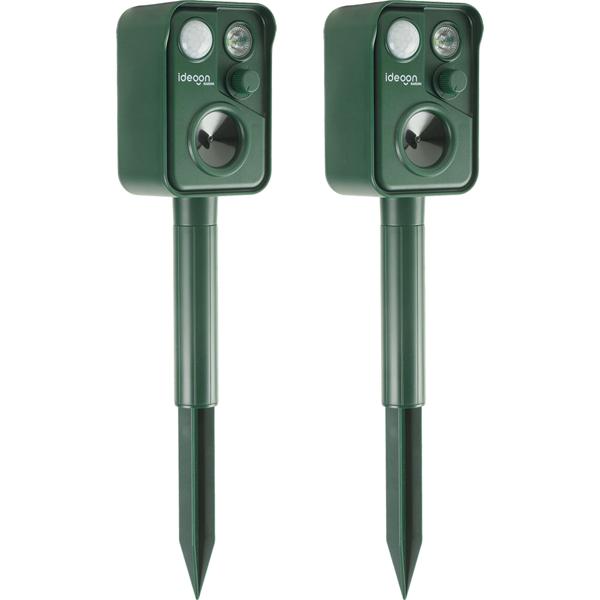 2er-Set Ultraschall Tiervertreiber mit PIR-Sensor & LED Blitzlicht - 13,5-45,5 Hz, Zuverlässiger Solar-Tierschreck gegen Marder, Hunde und Katzen, Vögel