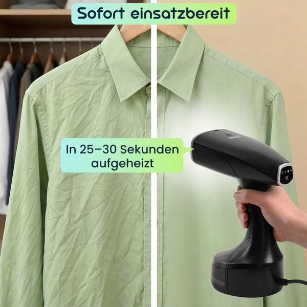 Hand-Dampfglätter mit 1900W, 300ml Wassertank, 30g/Min Dampf, 3 Stufen, inklusive 2 Aufsätzen & Handschuh, Dampfbürste