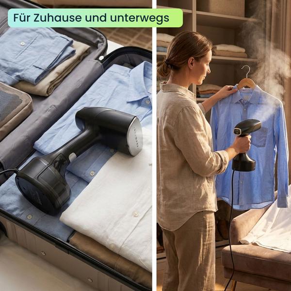 Hand-Dampfglätter mit 1900W, 300ml Wassertank, 30g/Min Dampf, 3 Stufen, inklusive 2 Aufsätzen & Handschuh, Dampfbürste