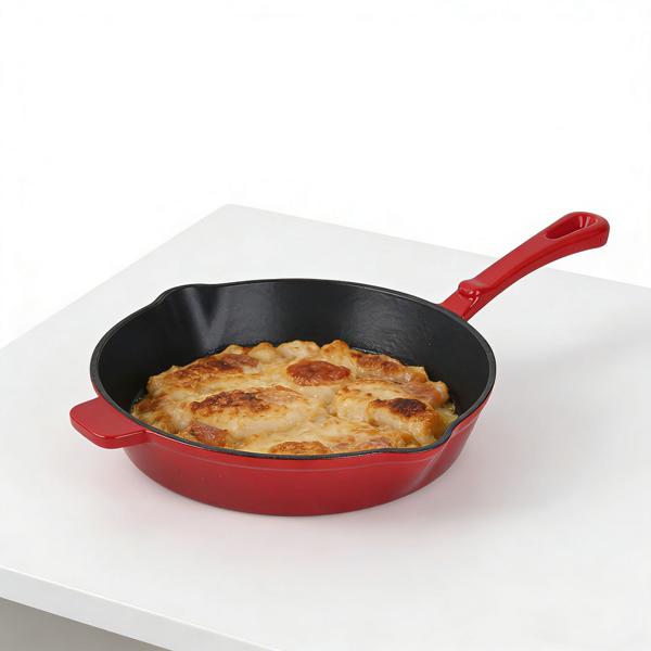 Profi Gusseisen Topfset 3-teilig, Set aus Pfanne, Kochtopf und Stielkasserolle, Emailliertes Kochgeschirr für alle Herdarten, Induktion & Backofen