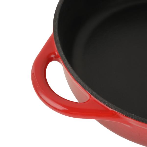 Cocotte en fonte avec couvercle, 28 cm, rouge – compatible tous feux, dont induction – passe au four – matériel professionnel