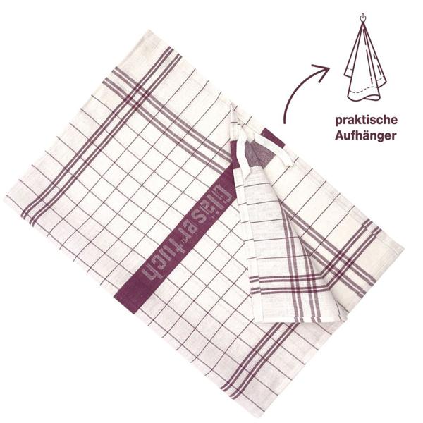 Langlebige 20er Halb-Leinen-Geschirrtücher: 55% Leinen-45% Baumwolle, Burgund, 70x50cm, 95°C waschbar, ÖKO-TEX – saugstark, streifen- & flusenfrei