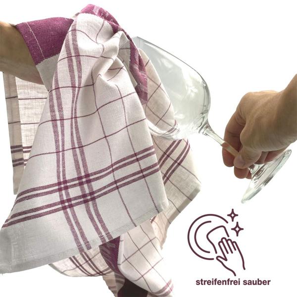 Langlebige 20er Halb-Leinen-Geschirrtücher: 55% Leinen-45% Baumwolle, Burgund, 70x50cm, 95°C waschbar, ÖKO-TEX – saugstark, streifen- & flusenfrei