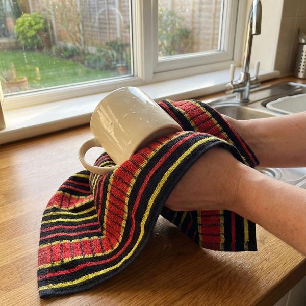 Panno tradizionale a quadri 100% cotone: canovaccio molto assorbente & panno multiuso, rosso-nero - Panno asciugante robusto per casa & ristorazione