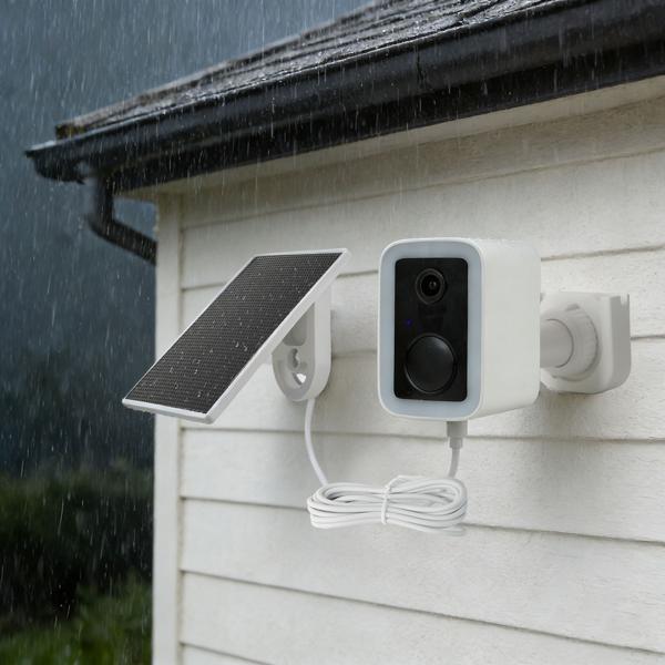 WLAN Solar Überwachungskamera Aussen 3MP, Autarke IP66 Funkkamera mit Flutlicht, App-Steuerung, PIR-Sensor & Gegensprechanlage, Weiss