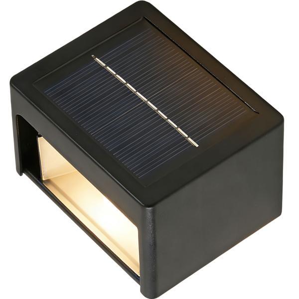 4er Set LED Solar Wandleuchte für Aussen: Warmweiss/Kaltweiss Garten-Lampe mit Akku & Sensor, IP44 Wasserfest, Deko Strahler für Zaun & Wand