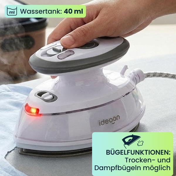 Leichtes Reise-Dampfbügeleisen: Mini-Bügeleisen mit 110/230V umschaltbar, 3 Stufen, Antihaft-Sohle & Tasche, ideal für Urlaub & Dienstreise
