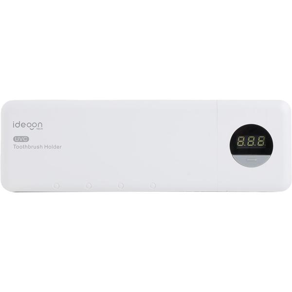 Porte-brosses à dents à UV – stérilisateur hygiénique pour 4 brosses à dents – sans perçage, chargement USB, écran LCD, blanc, 22 cm