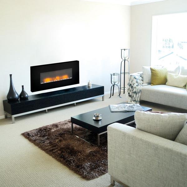 Luxuriöse Wandheizung 2000W – Eleganter elektrischer Kaminofen für Wohnzimmer & Schlafzimmer mit realistischem LED-Flammeneffekt, Thermostat & Timer