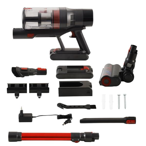 Aspirapolvere ciclonico a batteria per pavimenti 27 kPa, 430 W aspirapolvere manuale senza filo con filtro HEPA, illuminazione LED, tubo telescopico e 4 livelli di aspirazione, contenitore polvere 0,7 l