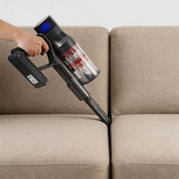 Aspirapolvere ciclonico a batteria per pavimenti 27 kPa, 430 W aspirapolvere manuale senza filo con filtro HEPA, illuminazione LED, tubo telescopico e 4 livelli di aspirazione, contenitore polvere 0,7 l