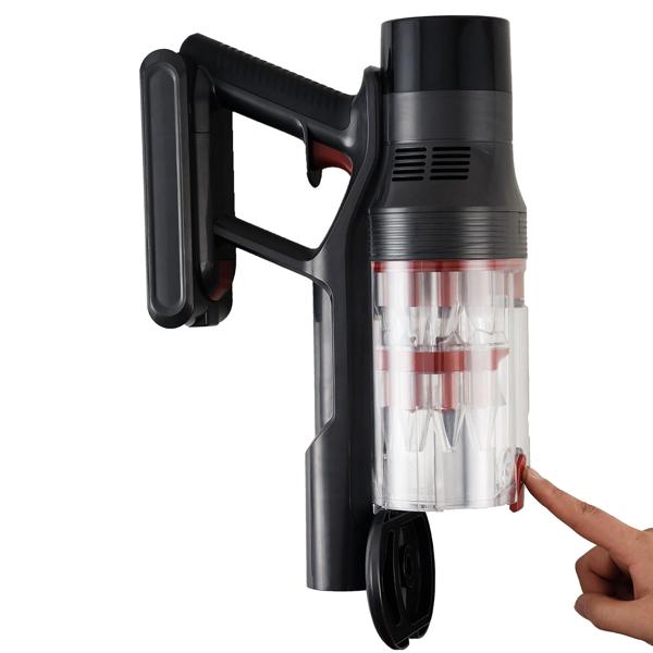 Aspirapolvere ciclonico a batteria per pavimenti 27 kPa, 430 W aspirapolvere manuale senza filo con filtro HEPA, illuminazione LED, tubo telescopico e 4 livelli di aspirazione, contenitore polvere 0,7 l