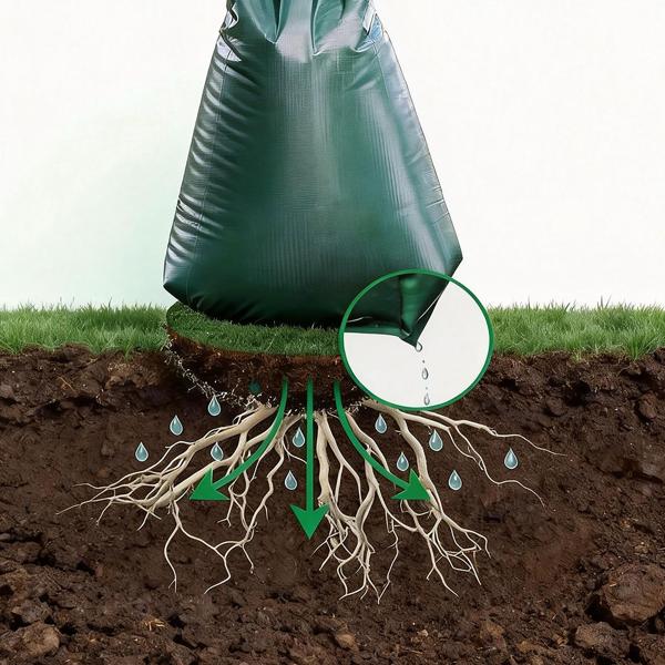 Sac d’arrosage pour arbre, 75 L – sac d’irrigation résistant aux UV et aux intempéries – fermeture à glissière avec 2 anses – 9 h de goutte à goutte