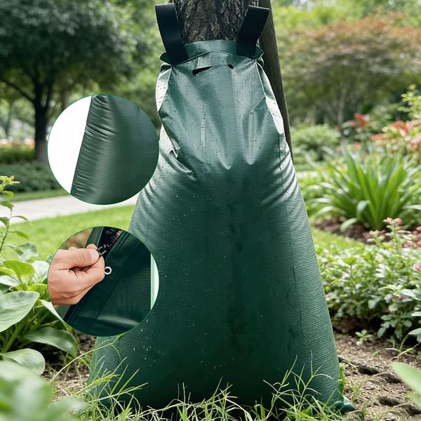 Sac d’arrosage pour arbre, 75 L – sac d’irrigation résistant aux UV et aux intempéries – fermeture à glissière avec 2 anses – 9 h de goutte à goutte