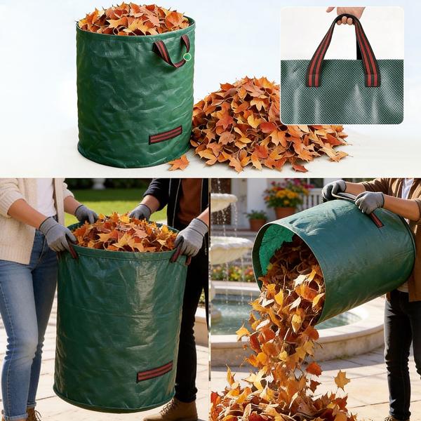 Sac à déchets verts XXL 500 litres, Ø 79 x 101 cm – sac de jardinage à double fond, pliable, idéal pour déchets végétaux, polypropylène 150 g/m²