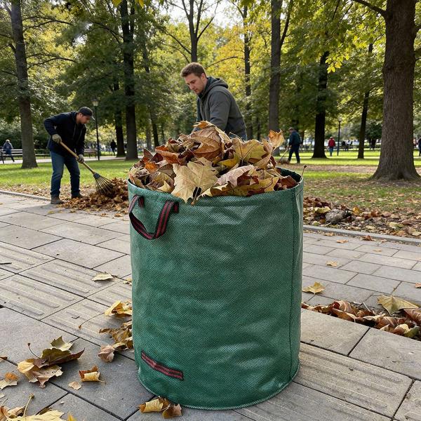 Sac à déchets verts XXL 500 litres, Ø 79 x 101 cm – sac de jardinage à double fond, pliable, idéal pour déchets végétaux, polypropylène 150 g/m²