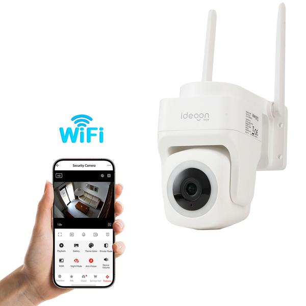 Outdoor Überwachungskamera 2K WLAN IP65 Wetterfest: 355 Grad Aussen-Kamera mit Personenerkennung, App, Nachtsicht & Intercom-System