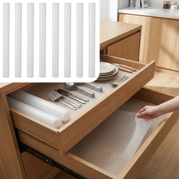 8er Set Antirutschmatte Schublade 50x150cm – Vielseitige Einlegematten für Kühlschrank, Wohnmobil & Küche – Zuschneidbar, BPA-frei, Rutschstopp