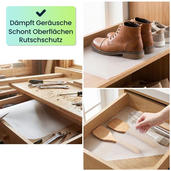 8er Set Antirutschmatte Schublade 50x150cm – Vielseitige Einlegematten für Kühlschrank, Wohnmobil & Küche – Zuschneidbar, BPA-frei, Rutschstopp