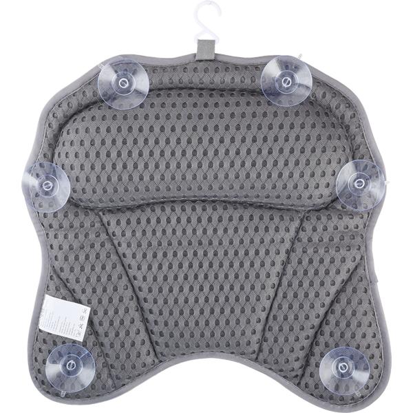 Coussin de bain ergonomique 4D – coussin de luxe avec 6 ventouses, gris foncé – soutien confortable de la nuque et de la tête – détente absolue