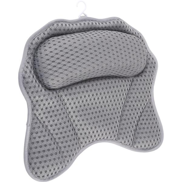 Coussin de bain ergonomique 4D – coussin de luxe avec 6 ventouses, gris foncé – soutien confortable de la nuque et de la tête – détente absolue