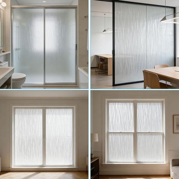 3D Sichtschutzfolie Wellendesign für Fenster 45x200 cm - Statisch haftende Blickschutzfolie mit UV-Schutz  - Wiederverwendbare Dekofolie