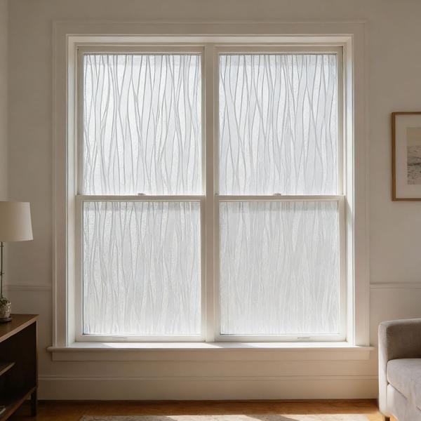 3D Sichtschutzfolie Wellendesign für Fenster 45x200 cm - Statisch haftende Blickschutzfolie mit UV-Schutz  - Wiederverwendbare Dekofolie