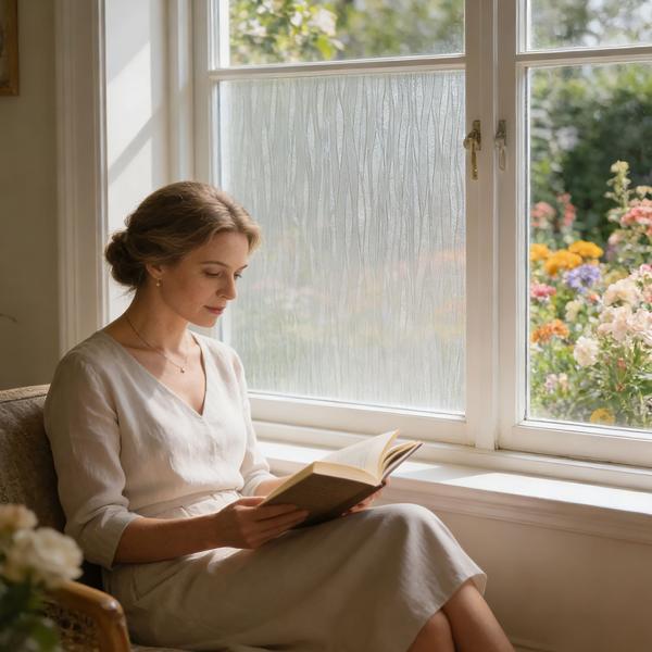 3D Sichtschutzfolie Wellendesign für Fenster 45x200 cm - Statisch haftende Blickschutzfolie mit UV-Schutz  - Wiederverwendbare Dekofolie