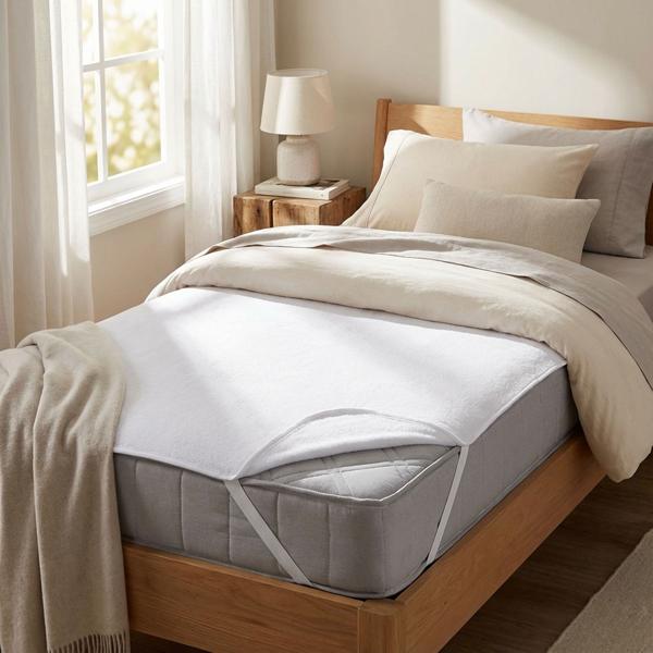 Saugstarke & Waschbare Frottee Spannbettauflage 90x200 cm - Sicherer Nässeschutz & Atmungsaktiver Bezug - Hygienisch, Wasserdicht, Ökonomisch