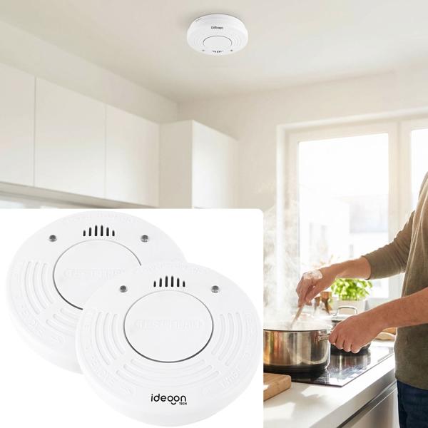 2er-Set Premium Rauchmelder mit 10 Jahren Batterielebensdauer - Zertifiziert nach DIN EN 14604 mit extra lautem 85dB Alarmsignal und Lithium Batterie