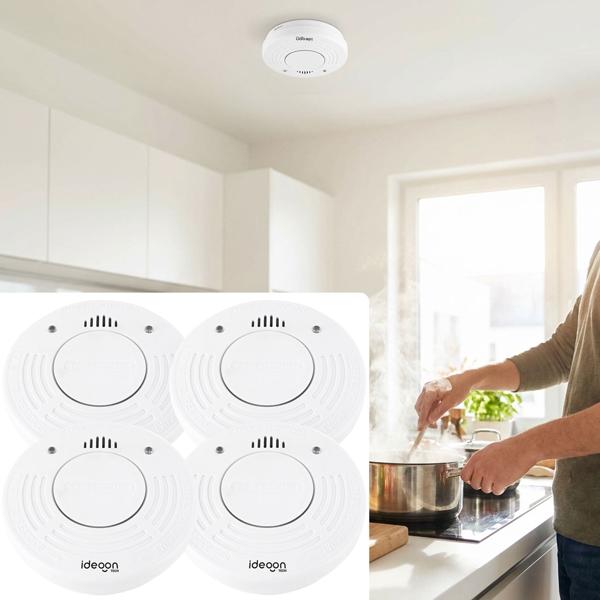 4er-Set Premium Rauchmelder mit 10 Jahren Batterielebensdauer - Zertifiziert nach DIN EN 14604 mit extra lautem 85dB Alarmsignal und Lithium Batterie