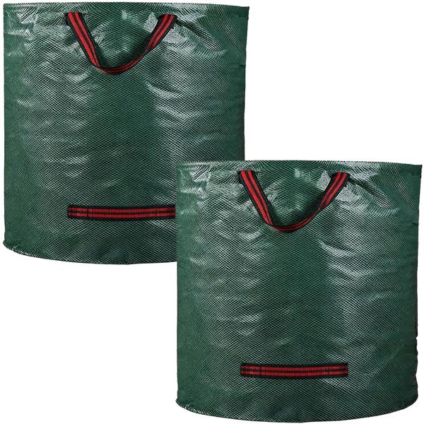 2er-Set XL Garten Abfallsack, je 272  Liter, Ø 67 x 76 cm - stabile Grünschnittsäcke mit Doppelboden, faltbar, ideal für Grünschnitt, 150gsm Polypropylen