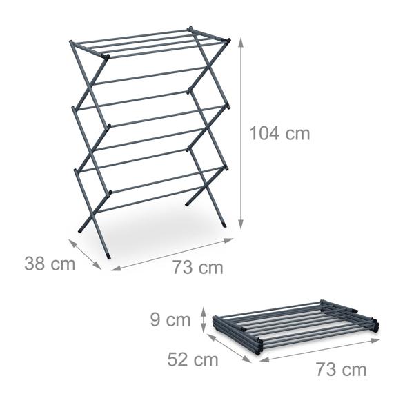 Turm-Wäscheständer klappbar, Grau - Platzsparender Wäscheturm & Standwäschetrockner aus Metall - 6 Ebenen, stabil & kompakt für kleine Räume