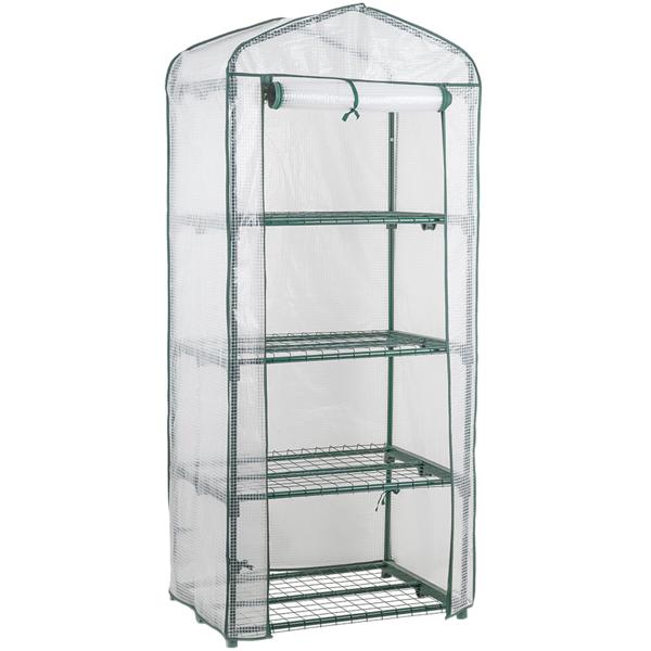 Serre de jardinage 49 x 69 x 160 cm, 4 niveaux – serre en toile PE 120 g/m² – porte enroulable, structure métallique, système emboîtable idéal pour balcon et jardin
