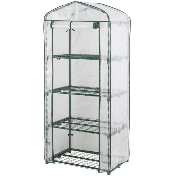 Serre de jardinage 49 x 69 x 160 cm, 4 niveaux – serre en toile PE 120 g/m² – porte enroulable, structure métallique, système emboîtable idéal pour balcon et jardin